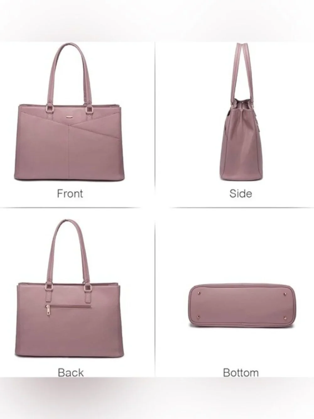 LOVEVOOK Laptop Tote Bag for Women 15.6 Inch Waterproof Leather Briefcase Mauve
